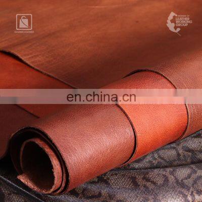 Soft Temper and Vintage Look Stone Polished Surface Full Grain Vegetable Tanned Genuine Buffalo Leather photo-2