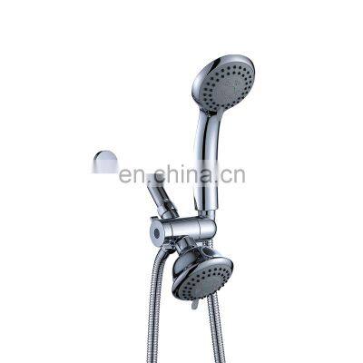 stainless steel square hand-held top spray double shower extended arm stainless steel double shower set