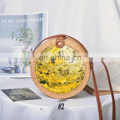 Hand Printing Rattan Bag Style Bohemian Bali Handbag Beach Bag Straw WOven Hottest 2022 Wholesale