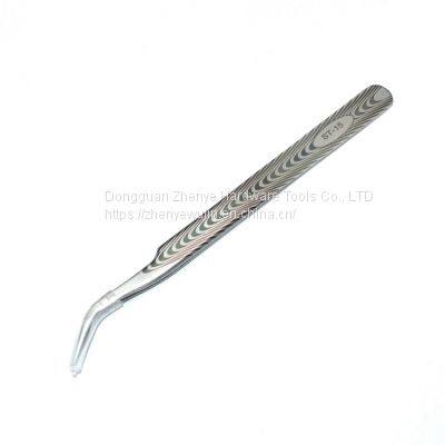 Straight curved eyelash grafting tweezers Light and high-precision eyelash blossom tweezers for eyelash beautifiers Antistatic tape texture ST-15