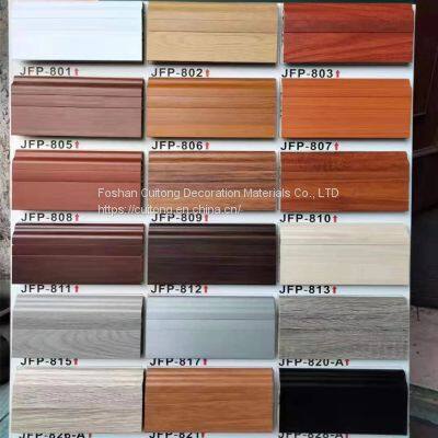 Guangdong Wholesale Engineering 8 cm hidden nail corner line waterproof plastic baseboard SPC floor wood grain PVC footing line