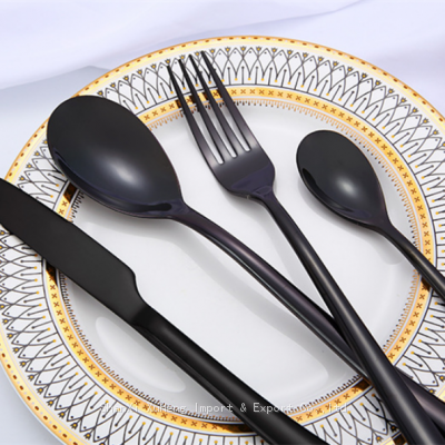 Fast Shipping Wedding Event Supplies Black Colored Stainless Steel Cutlery Set For Weddings