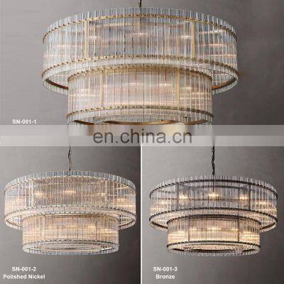 Modern Industrial Style Rivet Crystal Piece Chandelier Lighting Fixture for Living Room Kitchen Island Dining Room Foyer Lobby