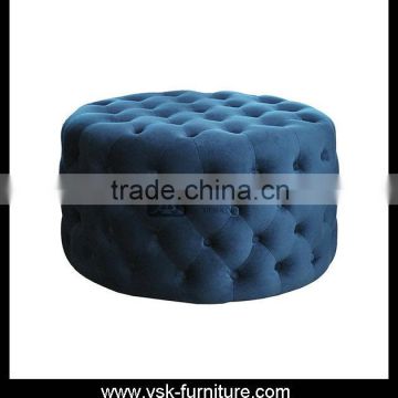 OT-084 Blue Color Fabric Pouf With Bottons Tufted