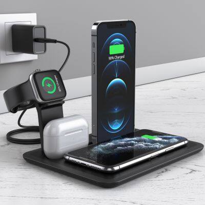 4-in-1 Multi-function 15W Quick Charging Portable Folding Desktop Magnetic Wireless Charger For Phones Smart Phnoe Ear Buds