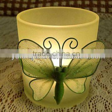 decorate butterfly green frosted glass candle holders christmas ornaments