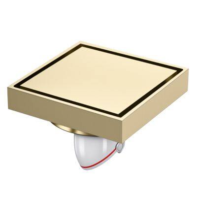 Modern 4 Inch Square Invisible Brass Shower Floor Drain Insert Anti-Odor Polished Chrome for Hotels Bathrooms Kitchens Sinks