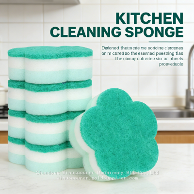 Esponja de limpeza para cozinha com design de flores, utensílio de limpeza doméstica