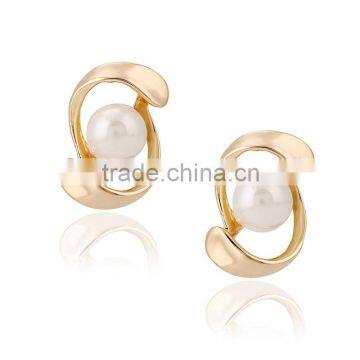 Korea Style Designs Pictures Gold Jewelry Ladies Pearl Stud Earrings photo-2