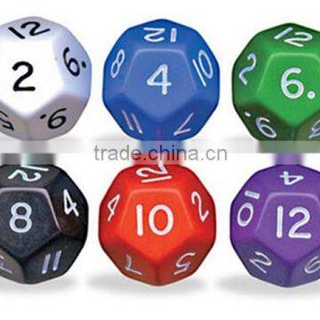 high quality colored cusom 12 sided dice with number embossed