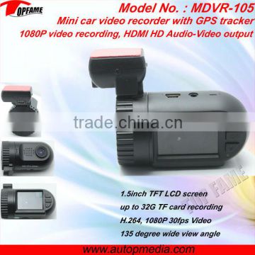 MDVR-105 car video recorder with 1.5inch LCD screen, GPS tracker,1080P video recording,HDMI AV output, TF card up to 32GB