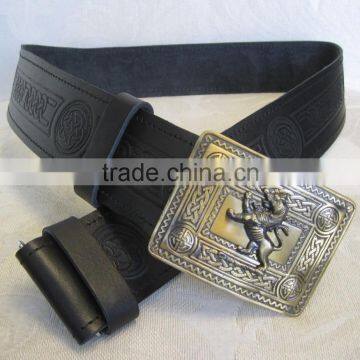 Scottish Embossed Kilt Belt Made Of Fine Quality Cow Hide Leather