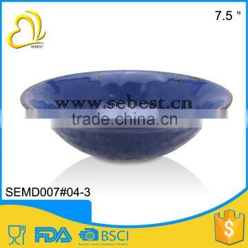 7.5" Blue rustic design individual round plastic bowl with good price