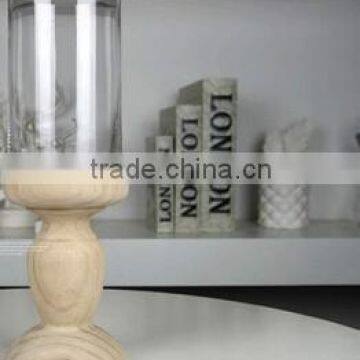 Nature Wooden glass candlestick holder whit base