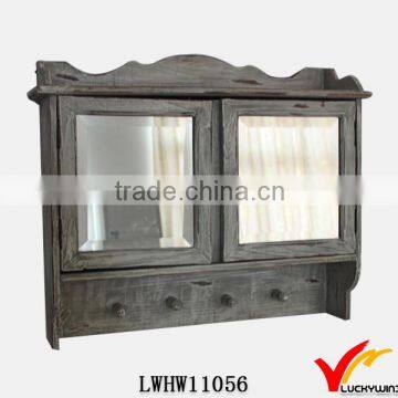 fujian decoration wood wall mirror with shelf