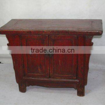 Chinese antique red bedside cabinet