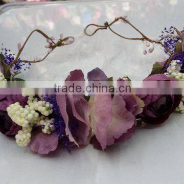 HL017 Wholesale Fashion Tiara Flower Crown Headband for Women Wedding Flower Garland Crown photo-4