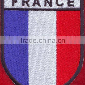 wholesale high quality France flag logo embroidered flag patches design custom embroidery patch