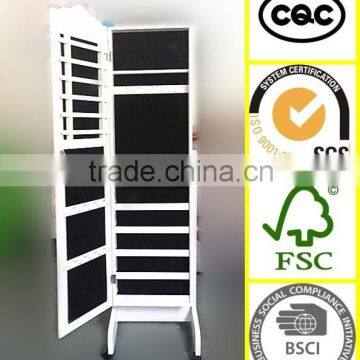 new with wheel jewelry wooden storage cabinet stand for floor mirror