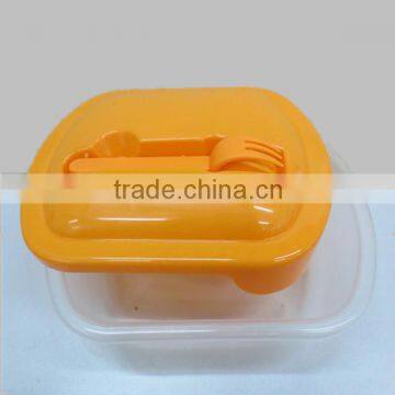 Hot selling plastic office lunch box with cutlery kids plastic lunch box