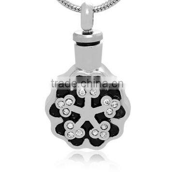 Beautiful Flower with Crystal High Polish Stainless Steel Pet Ashes Memorial Urn Pendant