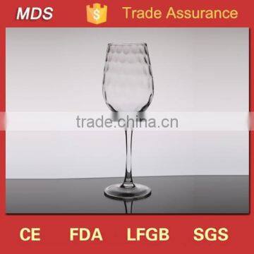 Mouth blown fancy mosaic clear tulip shaped wine glass with stem