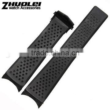 New Arrival Waterproof Black Silicone Rubber WristWatch watch Strap Band Replacement 22mm