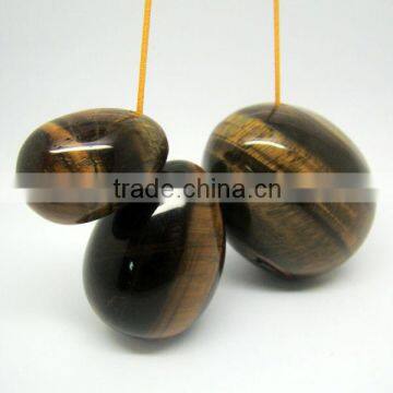 Drilled Gemstone Tiger Eye Eggs For Kagel Exercise