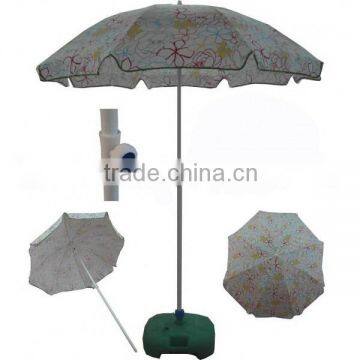 promotional 160g polyester white outdoor umbrella with blue pole