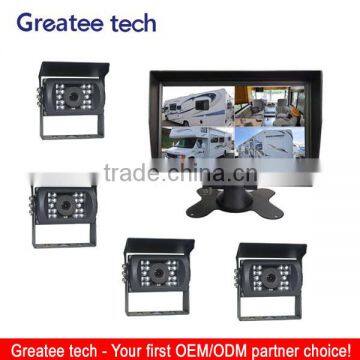 car rearview camera system for bus/truck rearview 7" Quad LCD add 4 bus camera