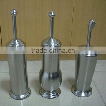 silver designed shape protruded body curved handle personalized high quality free standing bathroom toilet brush holder