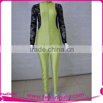 Hot Sale Sexy Opening Front Lace Close-fitting Jumpsuit Women photo-3