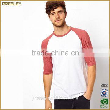 Wholesale Cotton 100% Plain Blank Raglan 3/4 Sleeve t Shirt, Custom Cheap 3/4 Sleeve Raglan t Shirts
