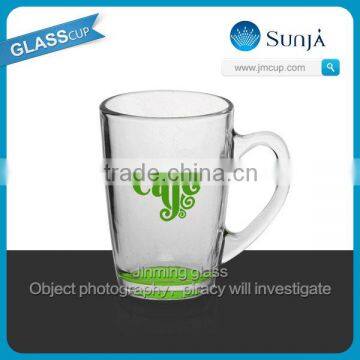 SH199 Colorful series glass tea cups handle glass mug with print