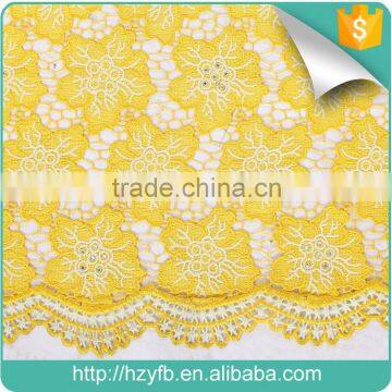 High Quality African Guipure Lace Fabric Hot Selling Gold Lace Fabric With Stones Lace Cord for Wedding Dress
