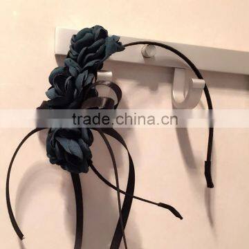 Burnt Fabric Flower Headband,Red Balck Rose Flower Headband For Adult photo-3