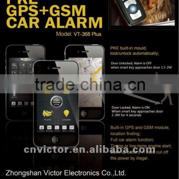 GPS/GSM/PKE car alarm with smartphone user control