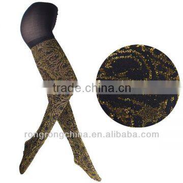 lady luxury black golden pantyhose tights