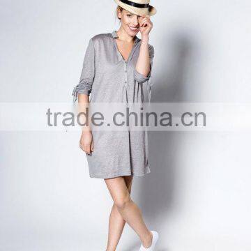 Light Grey Linen Dress Cute Dress Mini Dress photo-3
