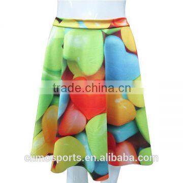 Ladies' 100% Polyester Digital Print Woven Fashion Skirt