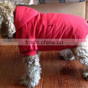 100% cotton Pet hooded outwear clothes / with two layers dog surcoat fashion red jacket to England