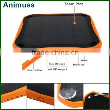 Waterproof Fireproof Led Light 5600mAh Dual USB Ports External Backup Battery Charger Solar Power Bank for Mobile Phone Tablet photo-2