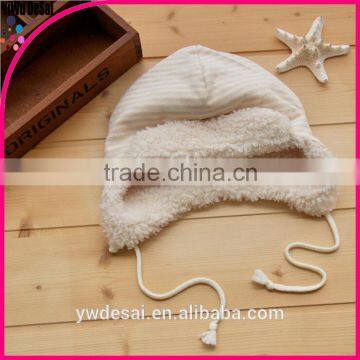 the spring and autumn winter striped pattern composite lambs wool inside the newborn cap baby hats