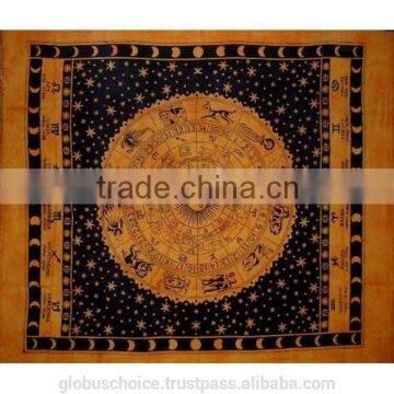 Indian Cotton Horoscope Zodiac Wall Hanging ethnic boho Tapestry