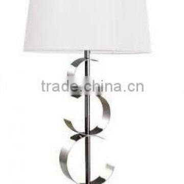ivory shade and chrome metal base counter table lamp T8009