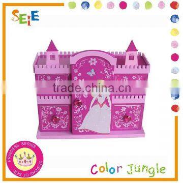 Girls favourite jewelry storage drawer cabinet princess castle style desktop storage cabinet