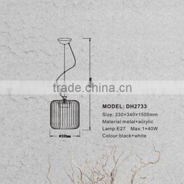 Best Price Pendant Lamp Hot Sale Black Iron Cage White Fabric Inner Shade Indoor Fancy Restaurant Hanging Light From Guzhen