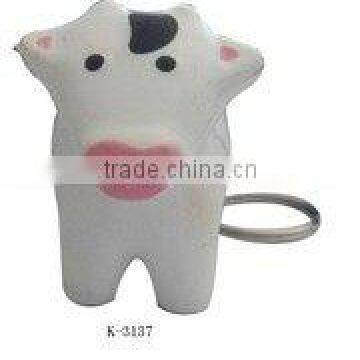 cow design pvc keychain for gift