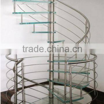 Modern stainless steel railing glass step spiral stair