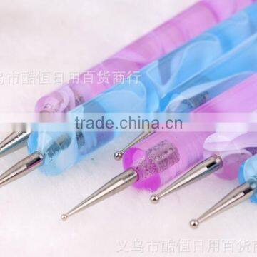 2 Ways Wholesales Crystal 2 Ways 5 Pcs Wave Printing Blue Pen Nail Dotting Tool photo-3